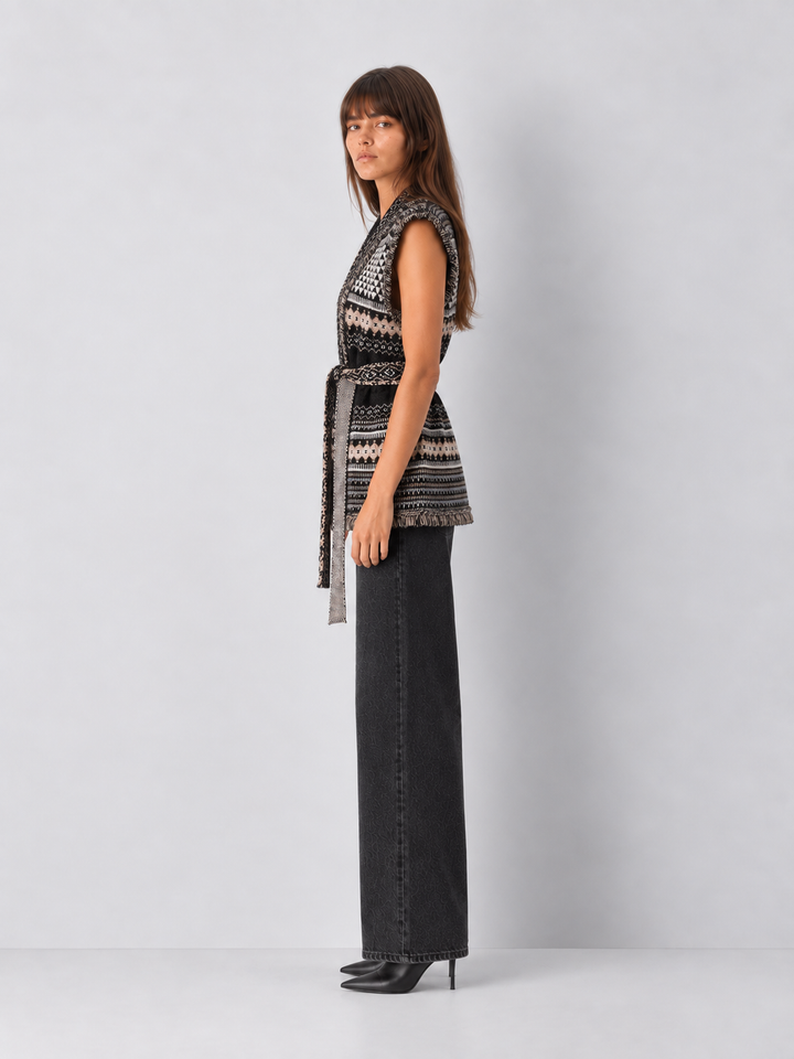 Elan Belted Open Knit Vest