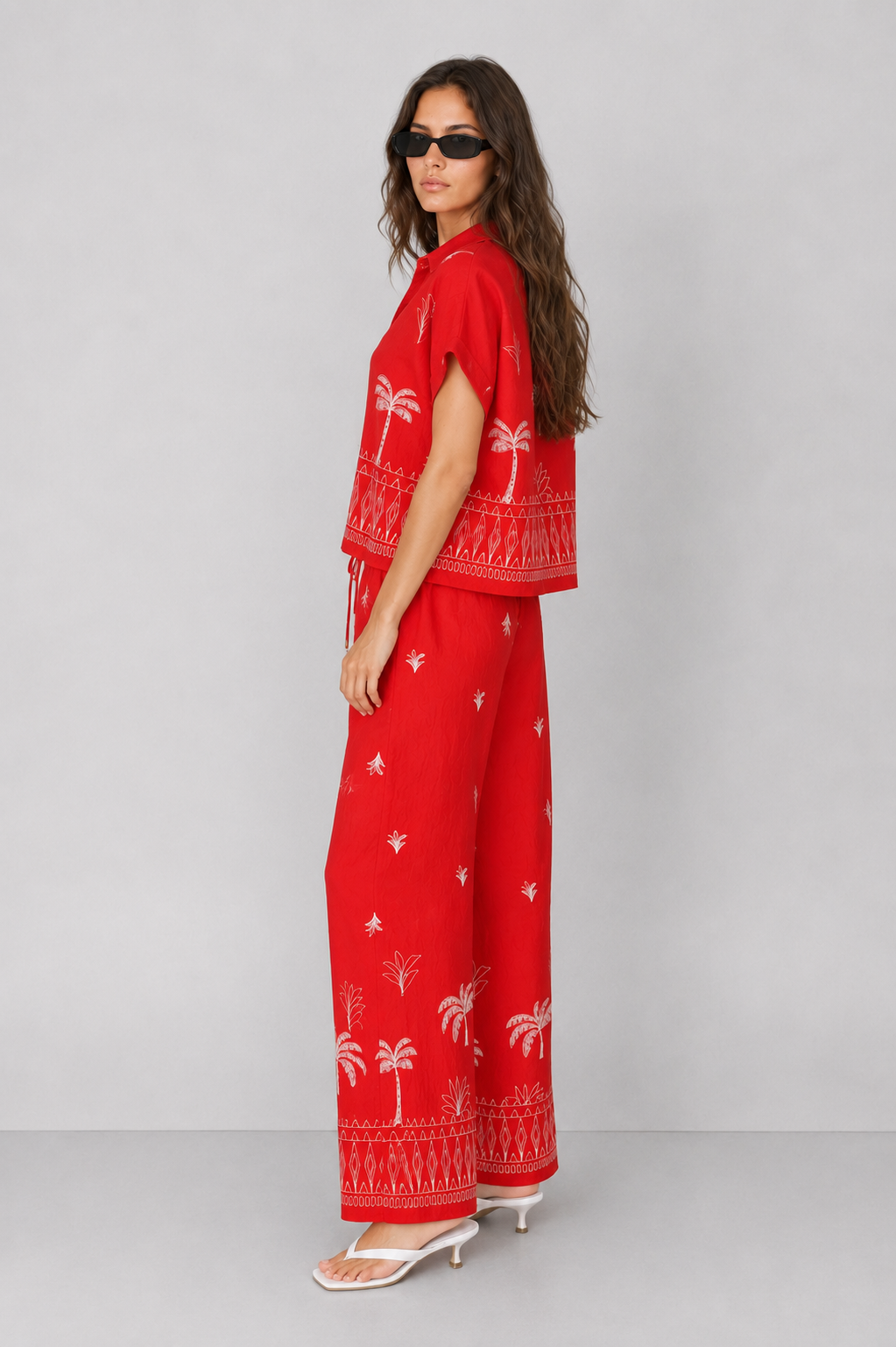 Embroidered Wide Leg Pants