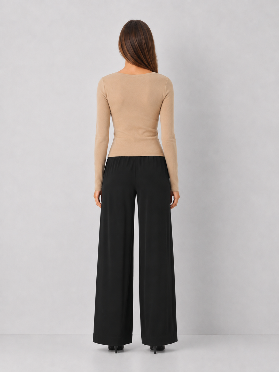 Ribbed Cotton Scoop Neck Long Sleeve Top