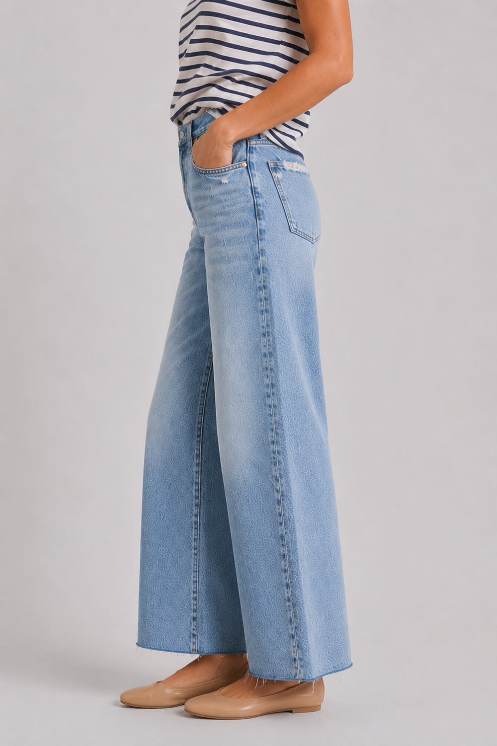 Pistola Tate Crop High Rise Bowed Wide Leg Jean - Ablaze