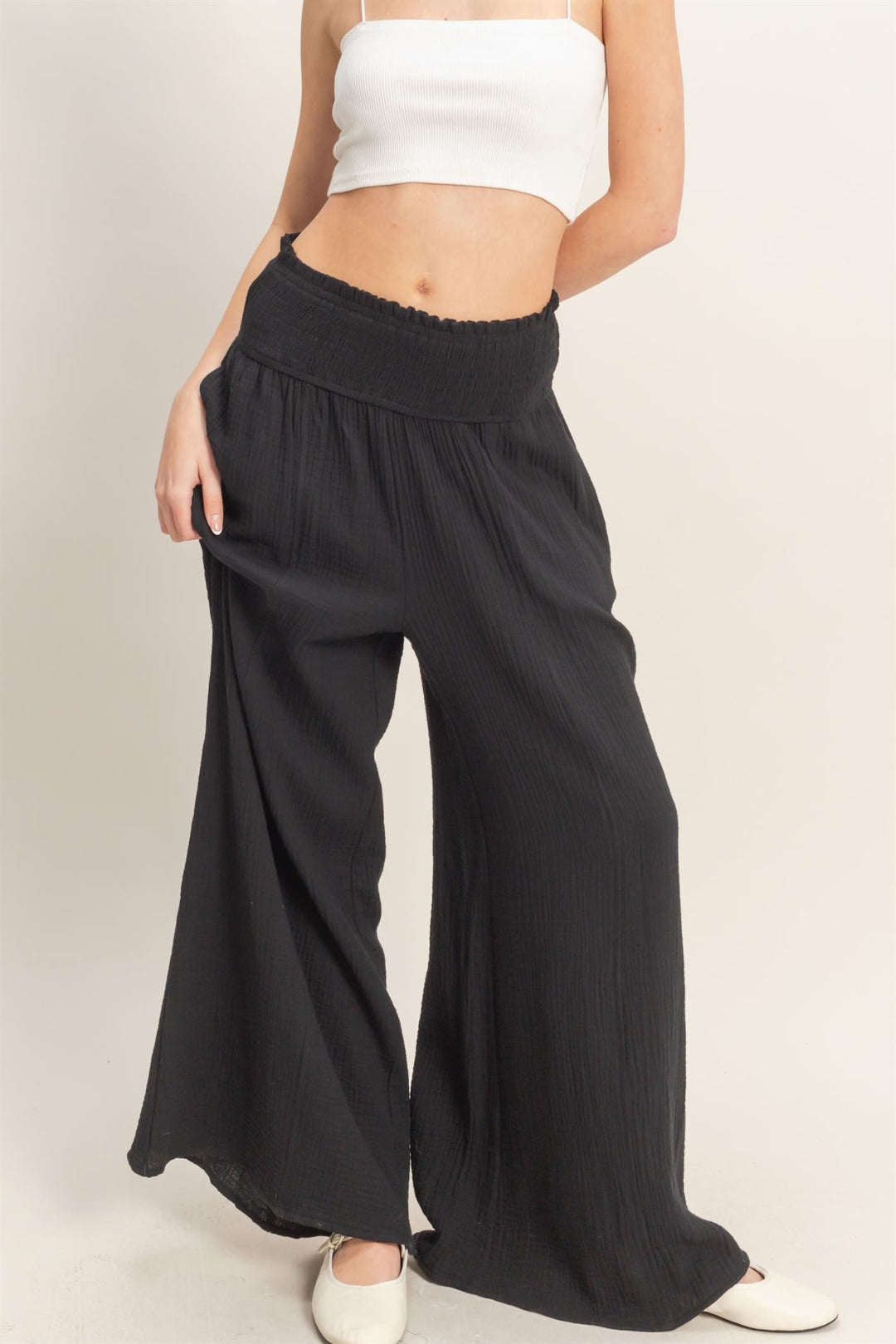 Lightweight Gauze Wide Leg Pants