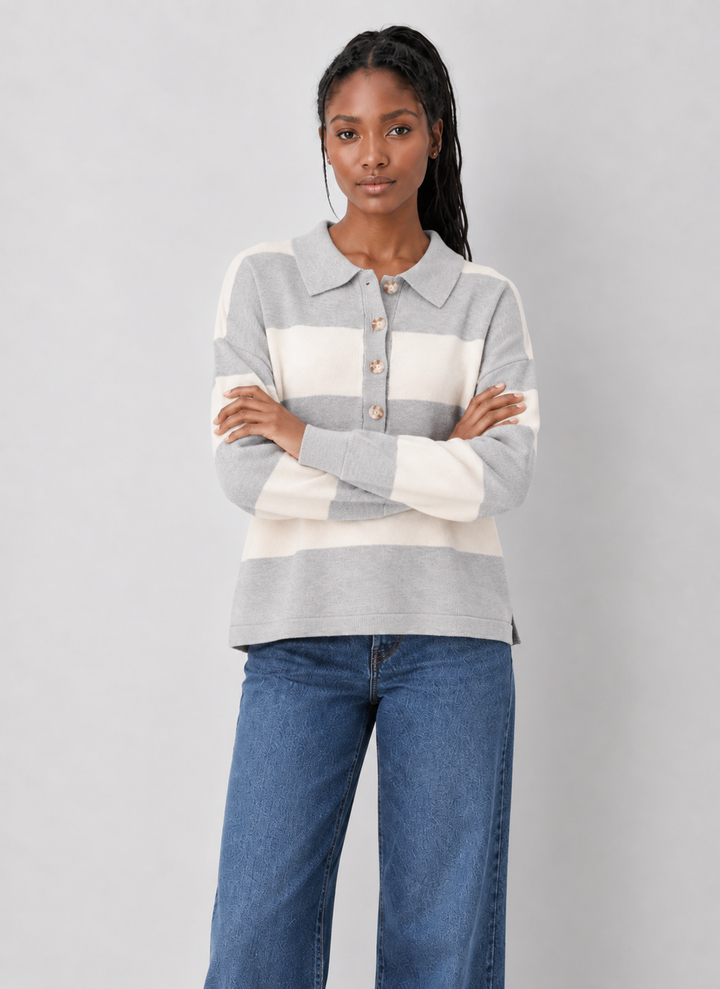 Ellison Stripe Polo Sweater