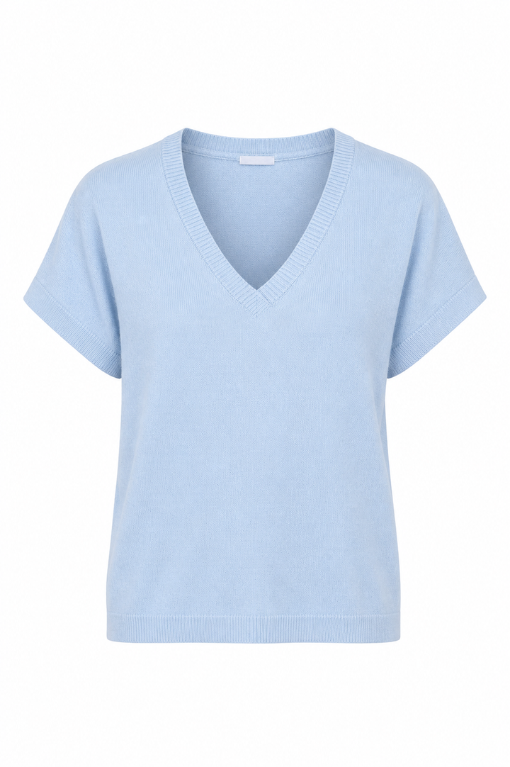 V Neck Short Sleeve Sweater