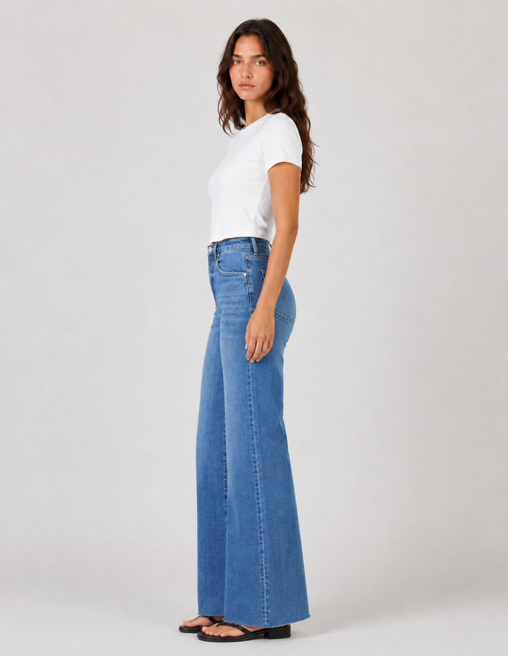 Dear John Denim Fiona Wide Leg Jeans - Fog Sky