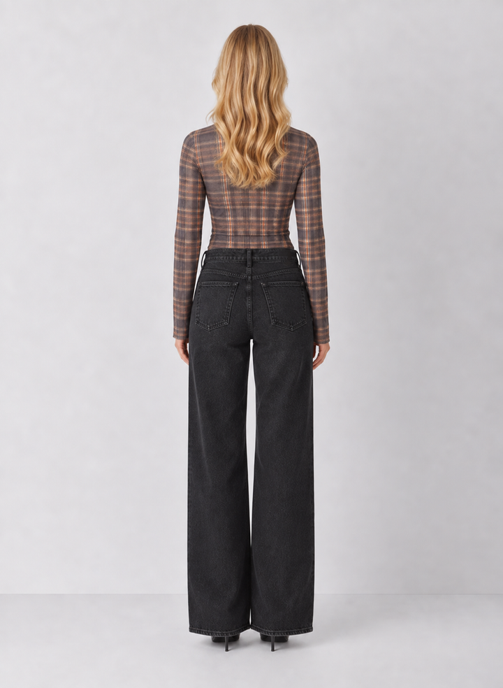 Habitual Plaid Turtleneck Top