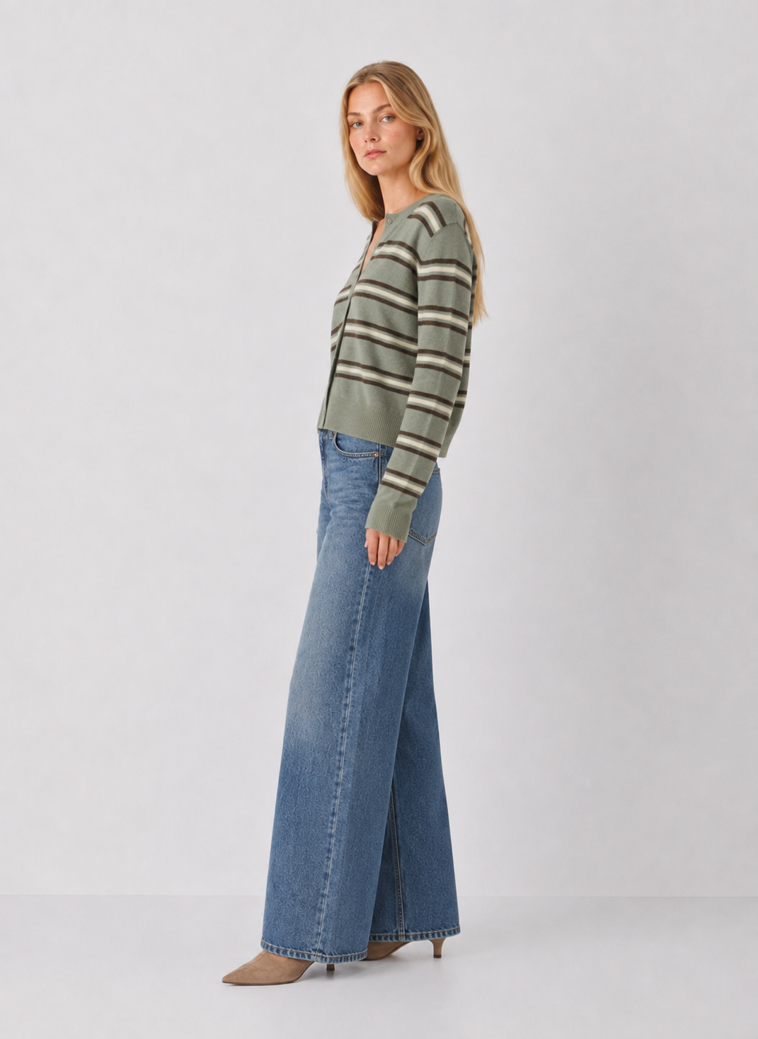 Z Supply Medina Stripe Cardigan - Aqua Cloud