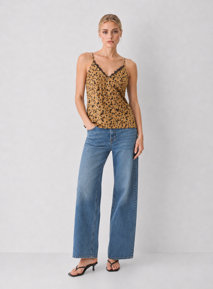 Leopard Print Lace Trim Cami
