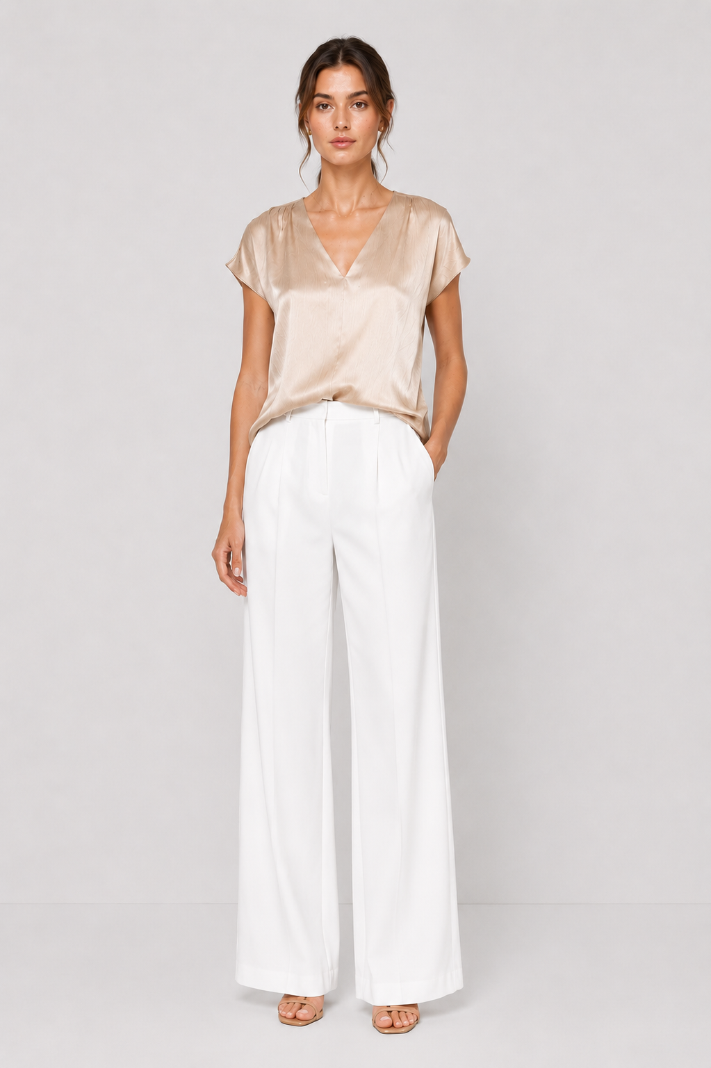 Pleated Cap Sleeve Top