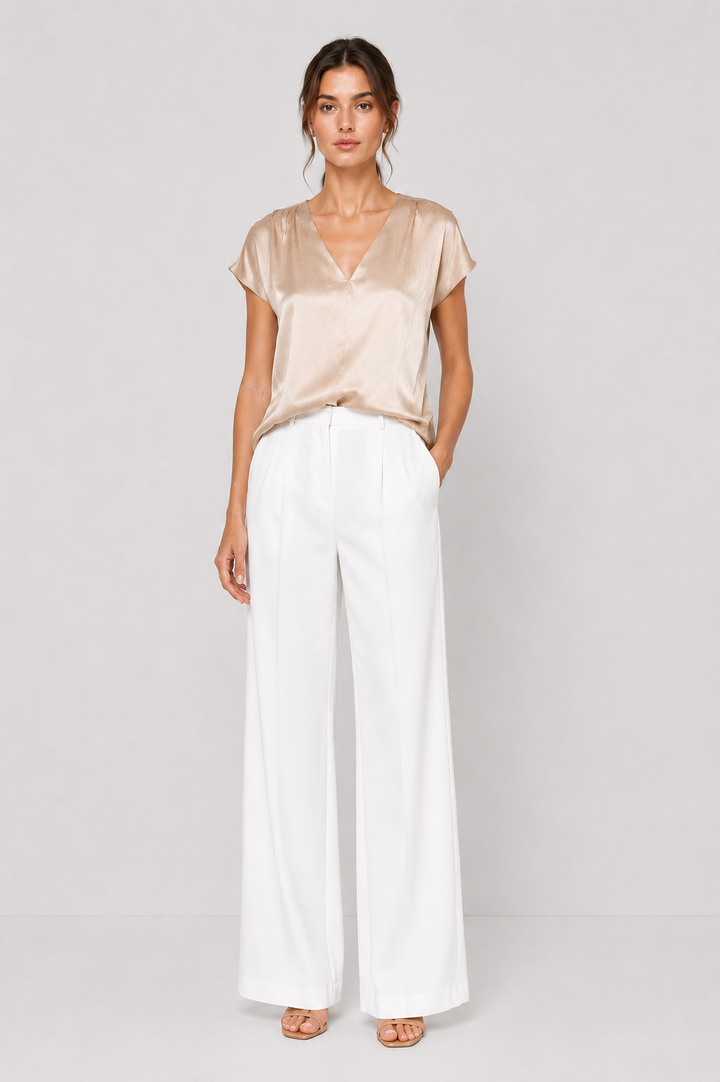 Pleated Cap Sleeve Top