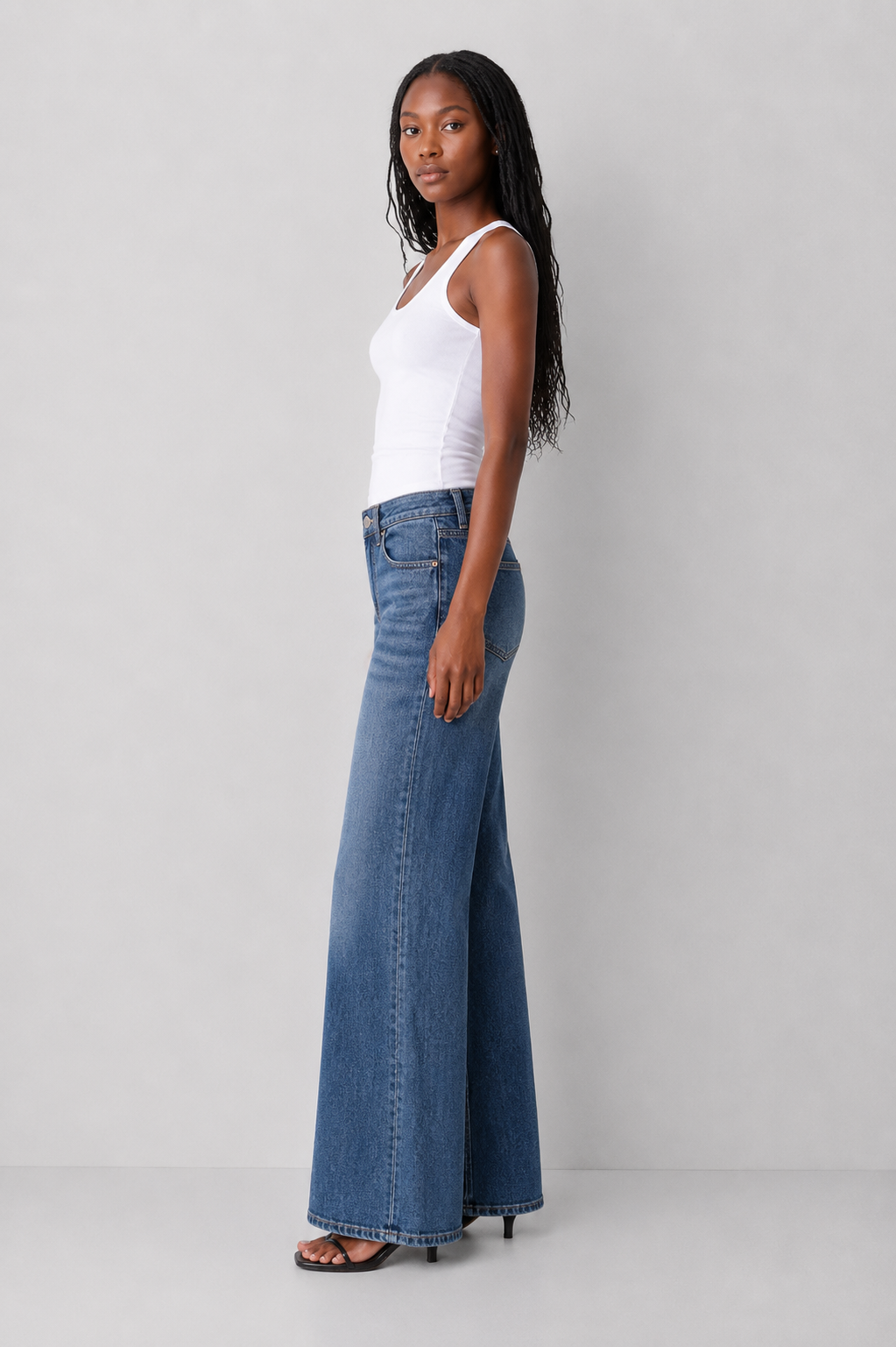 Just Black Denim Stretch Mid Rise Palazzo Jeans