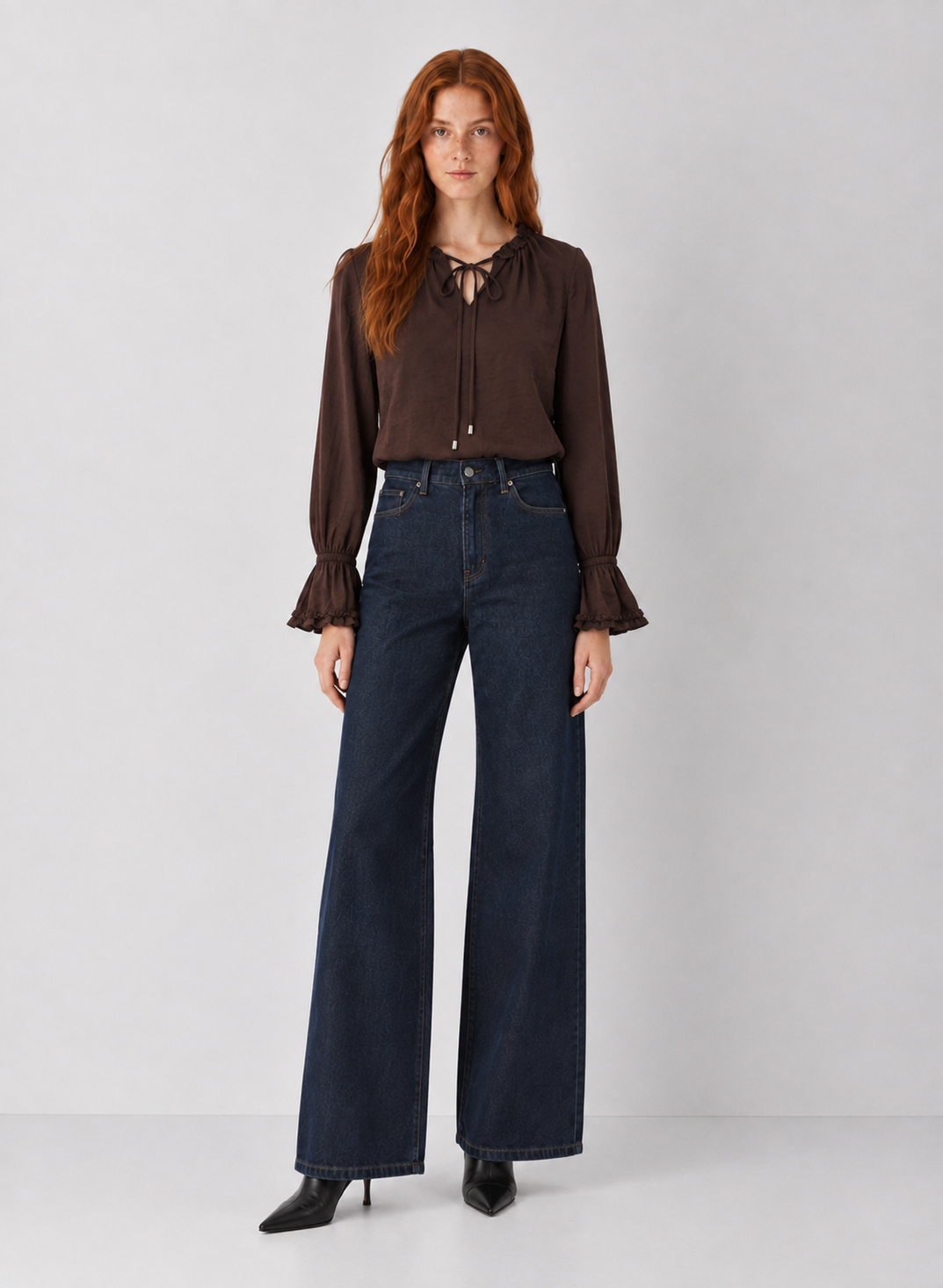 Ruffle Tie Neck Blouse