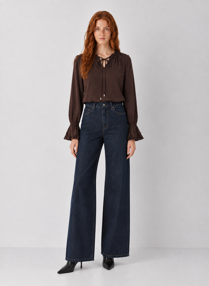Ruffle Tie Neck Blouse
