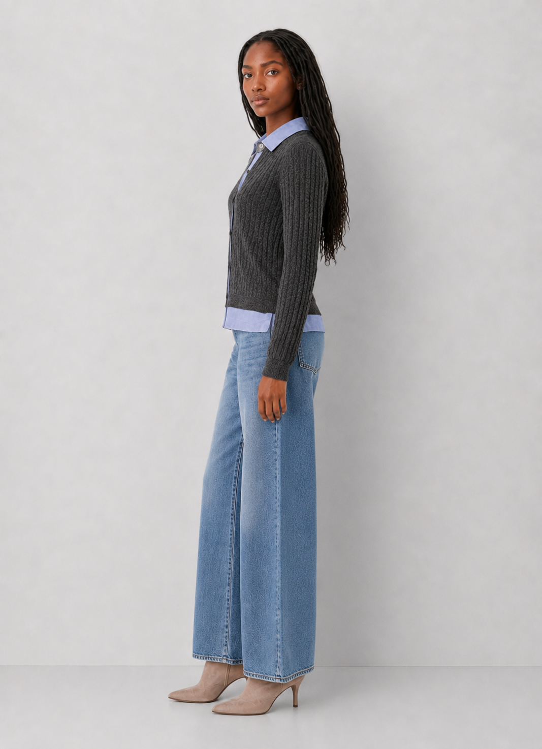 Elan Clara Mixed Media Cardigan