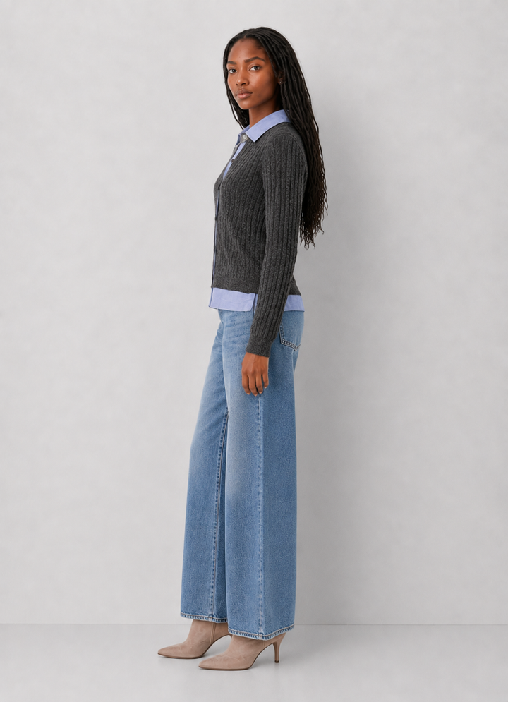 Elan Clara Mixed Media Cardigan