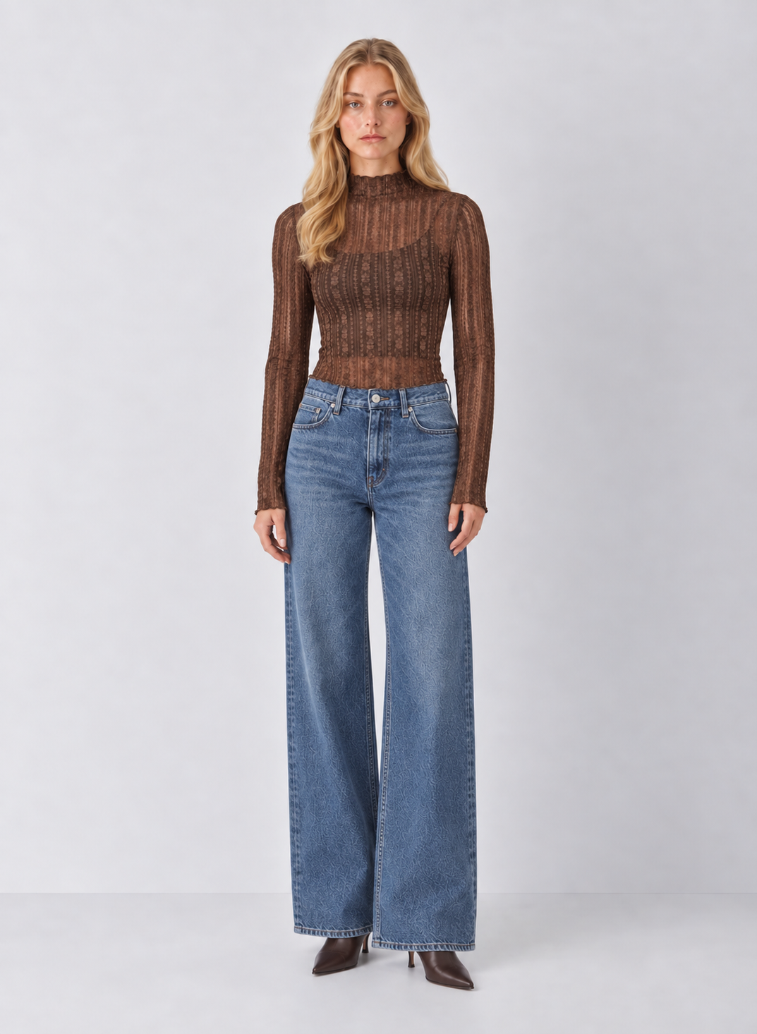 Sheer Lace Long Sleeve Top