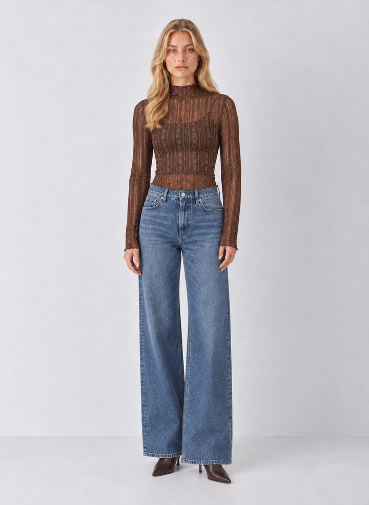 Sheer Lace Long Sleeve Top