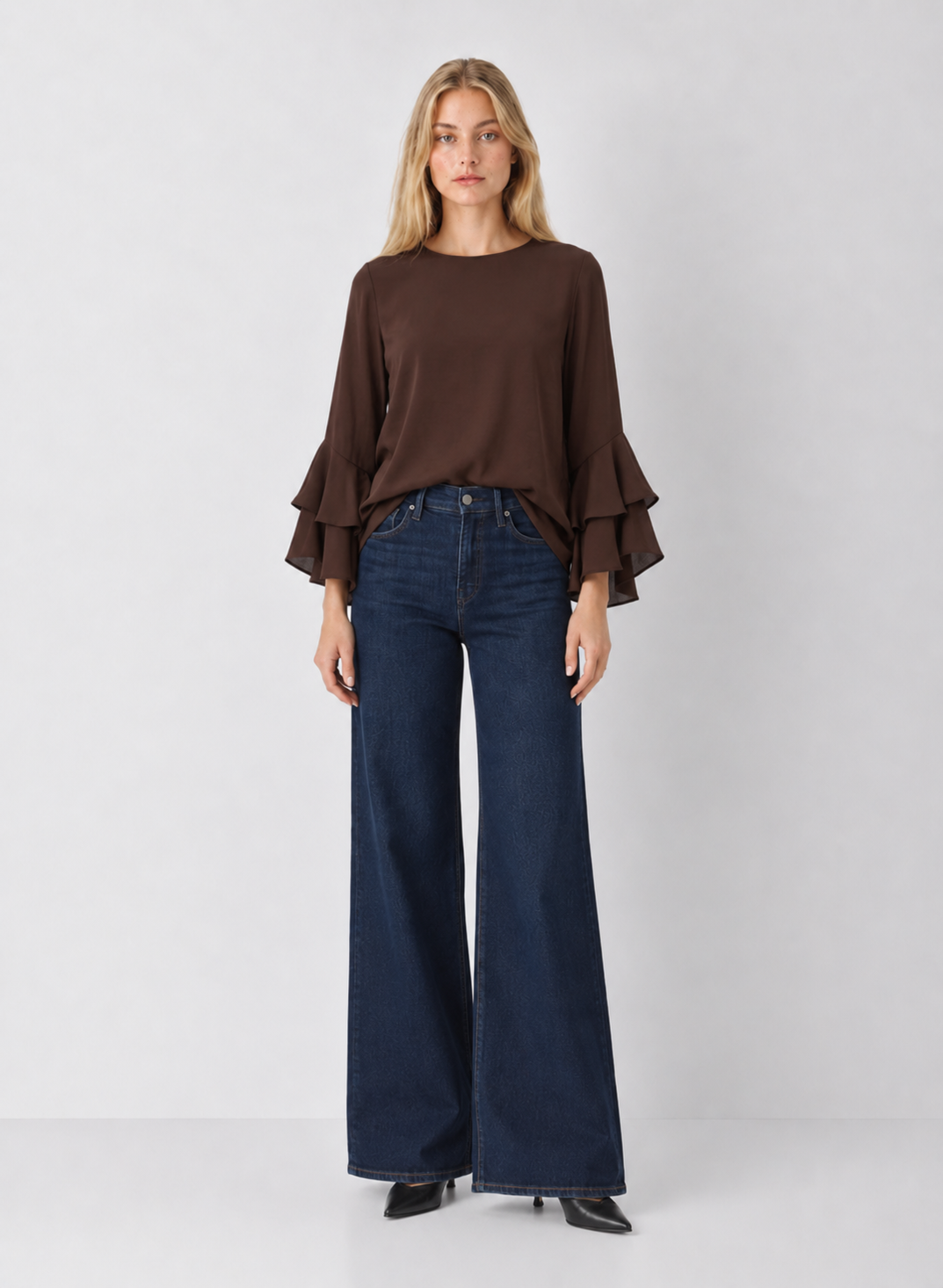 Ruffled Bell Sleeve Blouse