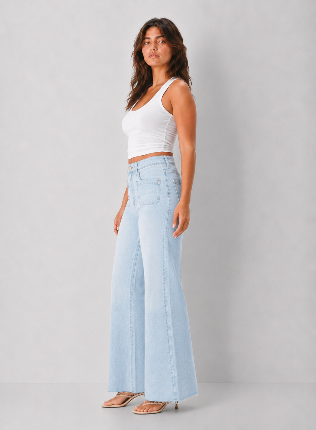 Dear John Denim Wide Leg Front Pocket Jeans - Micah - Misty Cloud