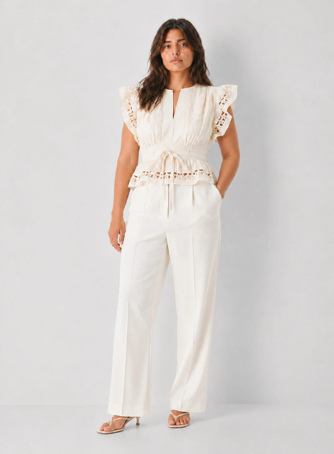 Eyelet Peplum Top