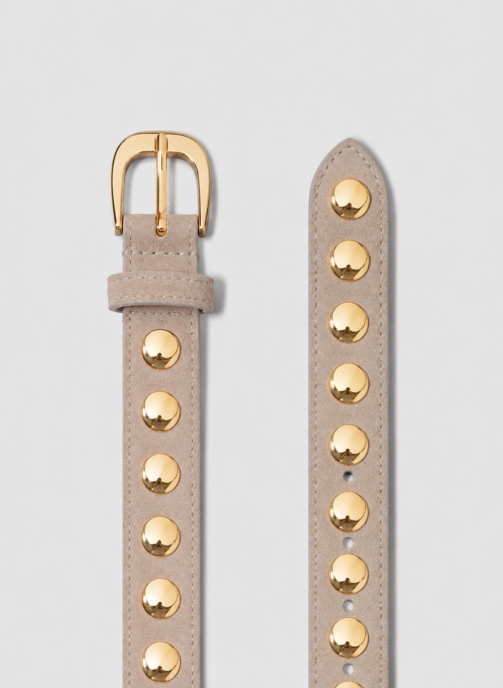 Suede Studded Belt - Beige