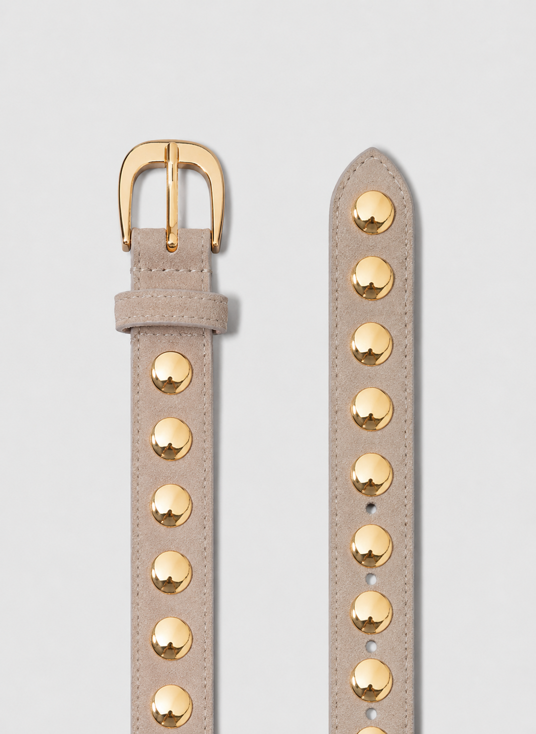 Suede Studded Belt - Beige