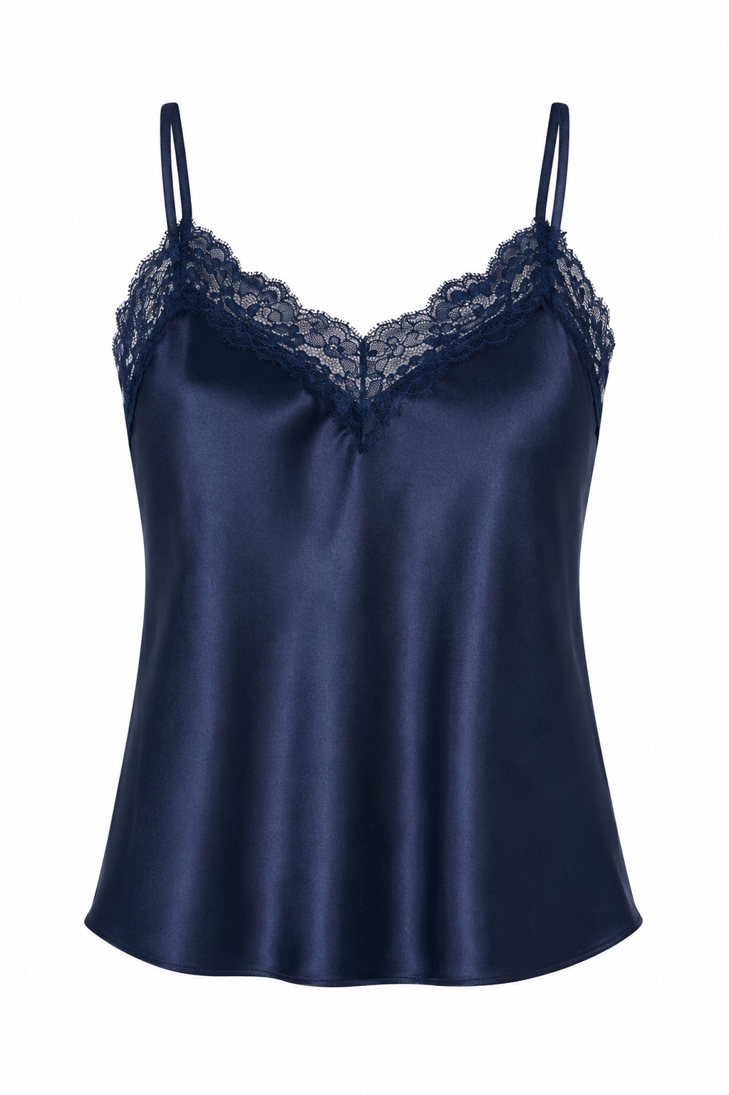 Satin V-Neck Lace Trim Cami