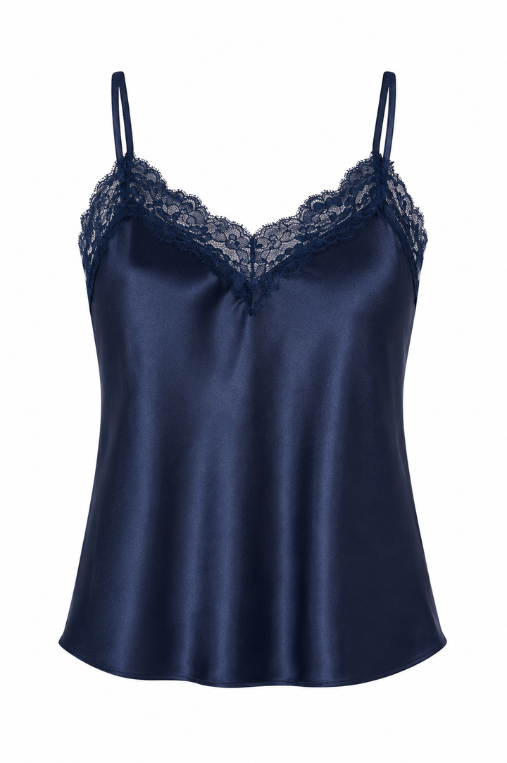 Satin V-Neck Lace Trim Cami