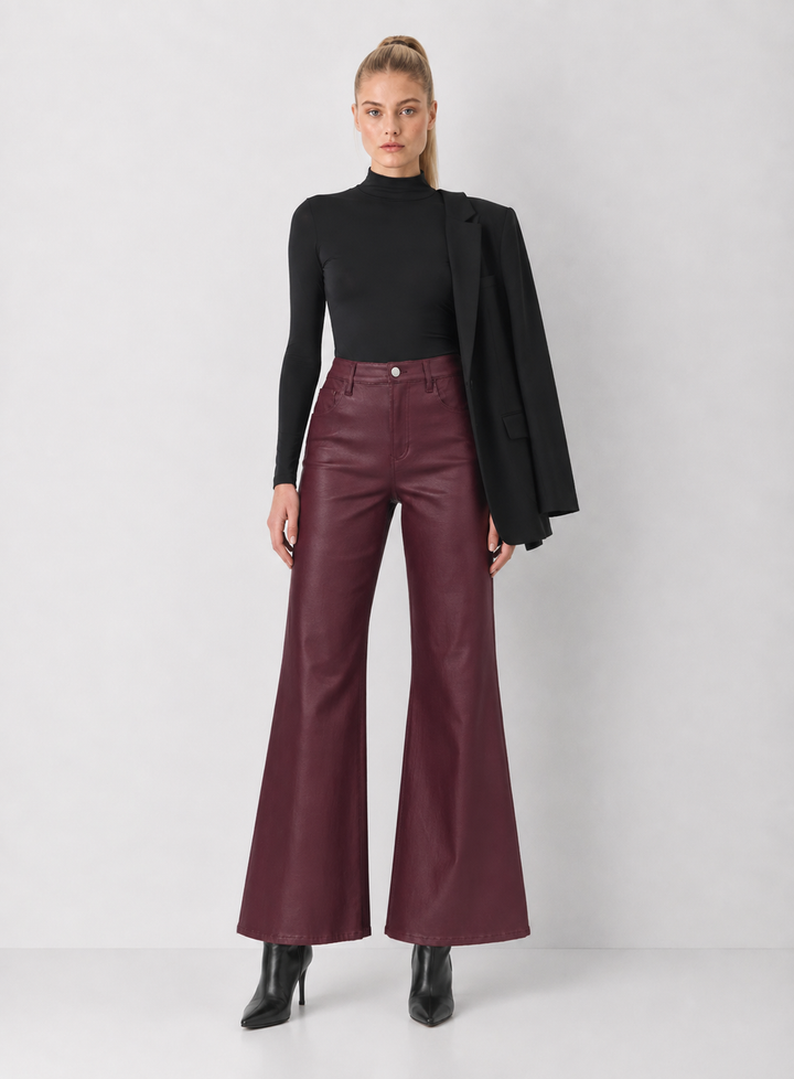 Dear John Fiona Leather Wide Leg Pants - Fig