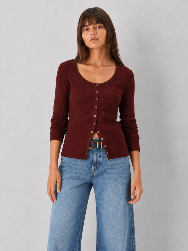 Z Supply Albany Waffle Button Up Top