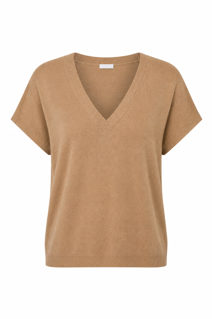 V Neck Short Sleeve Sweater
