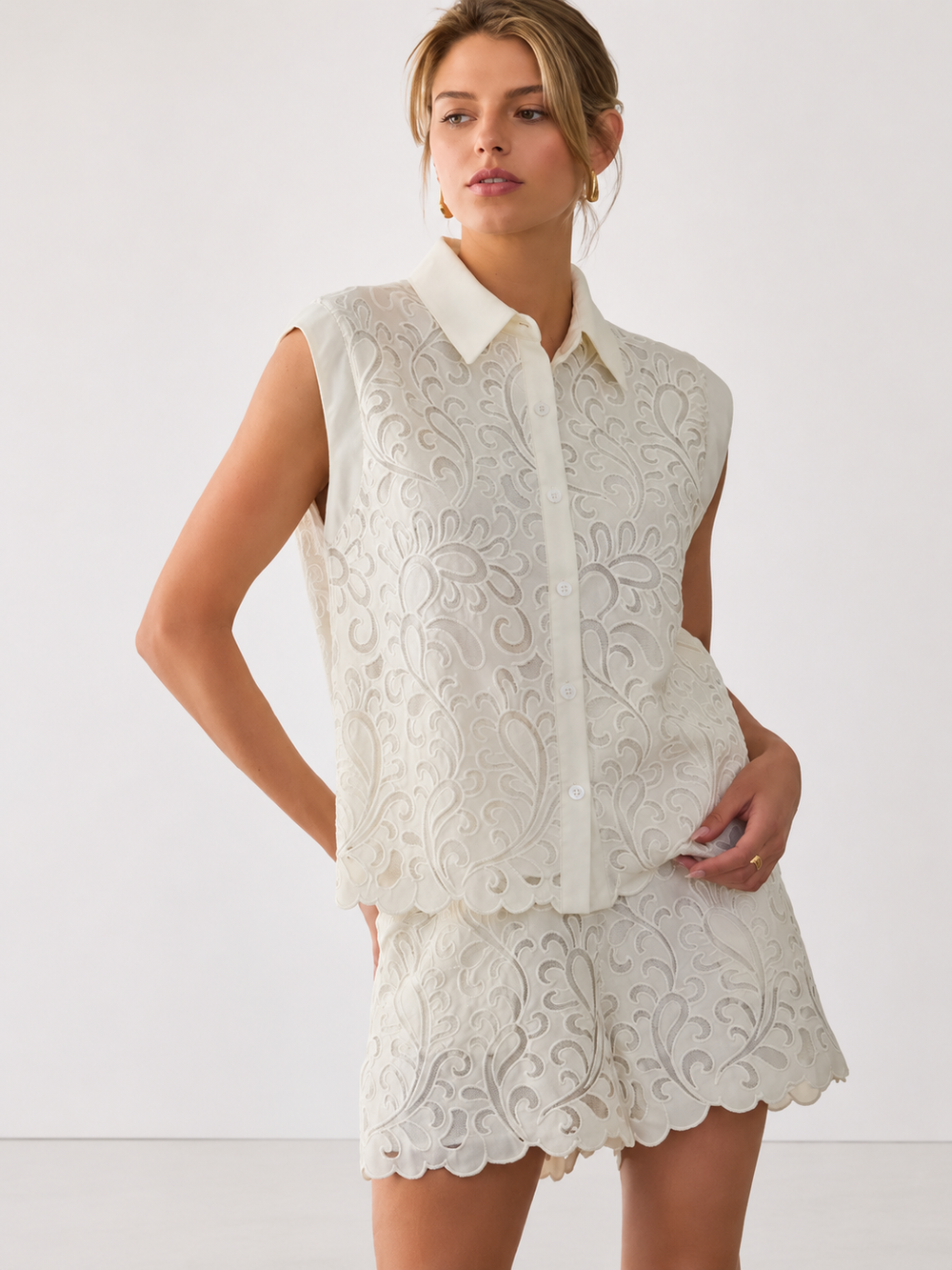Embroidered Eyelet Shorts