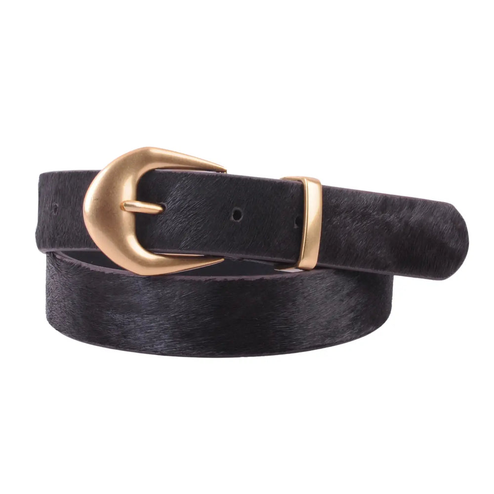Calf Hair Gold Buckle Belt