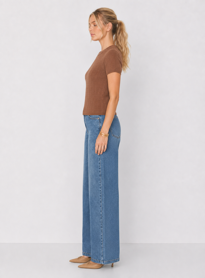 Pointelle Cable Knit Sweater