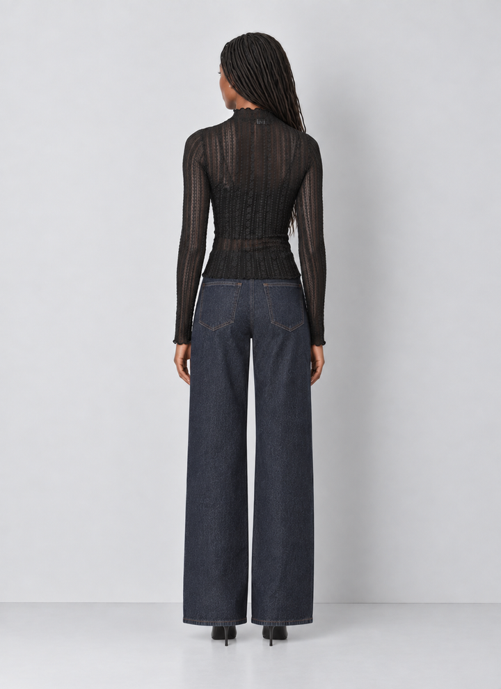 Sheer Lace Long Sleeve Top