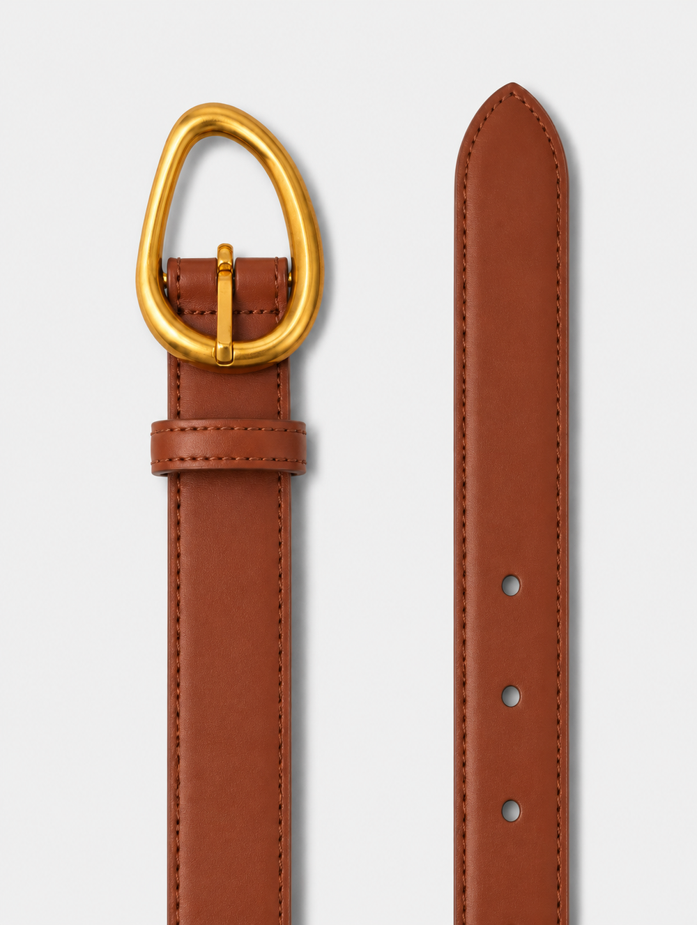 Legendary Solid Brass Leather Belt - Tan