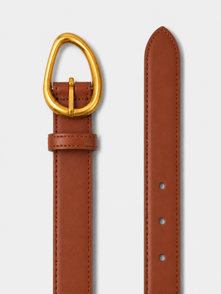 Legendary Solid Brass Leather Belt - Tan