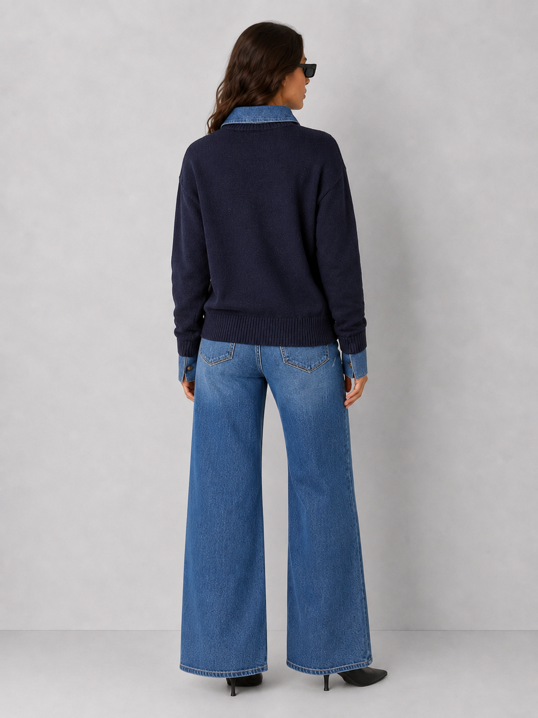 Elan Hudson Denim Trim Knit