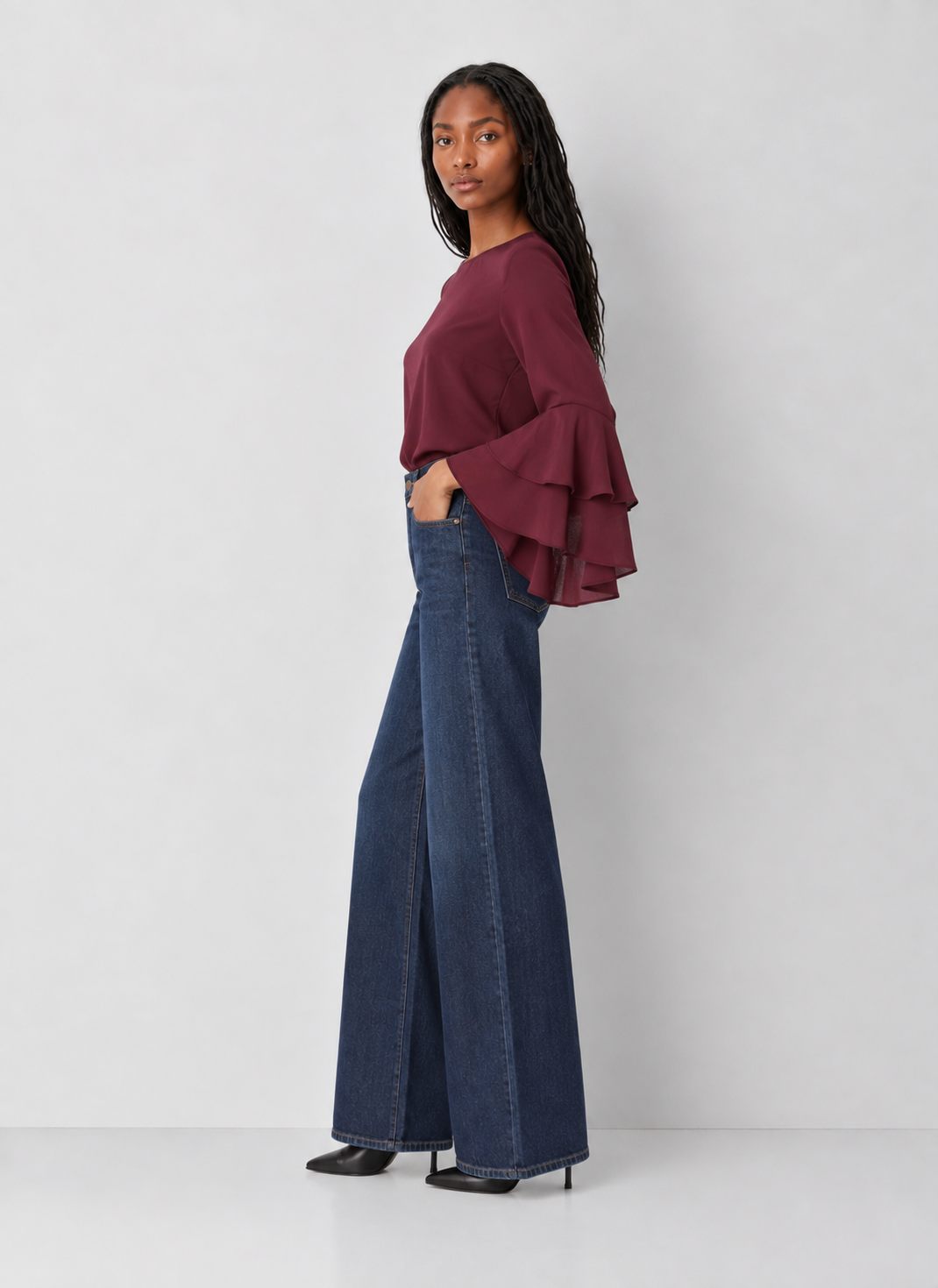 Ruffled Bell Sleeve Blouse