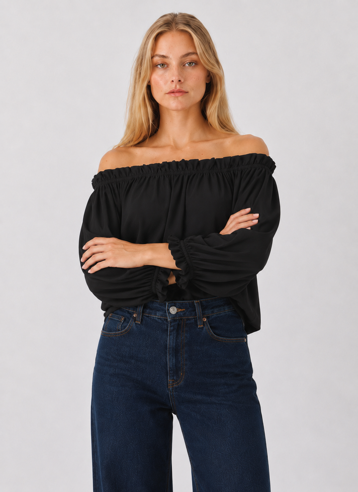 Off The Shoulder Chiffon Top