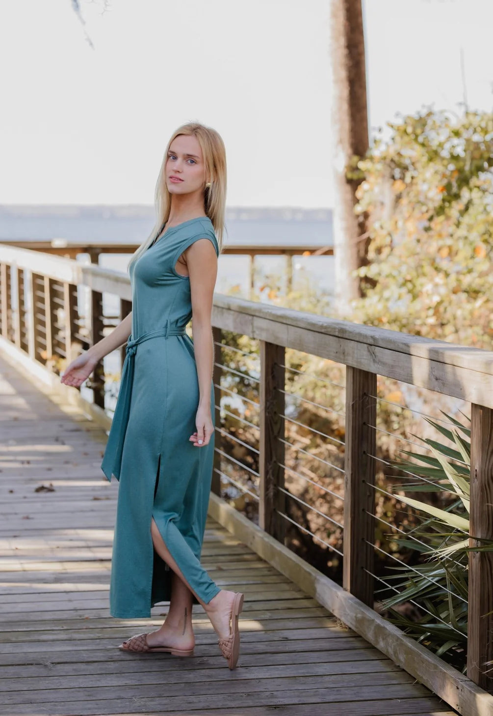 Charlotte Belted Maxi Dress Green / Medium / SVA23005 Charlotte Belted Maxi Dress Green / Medium / SVA23005