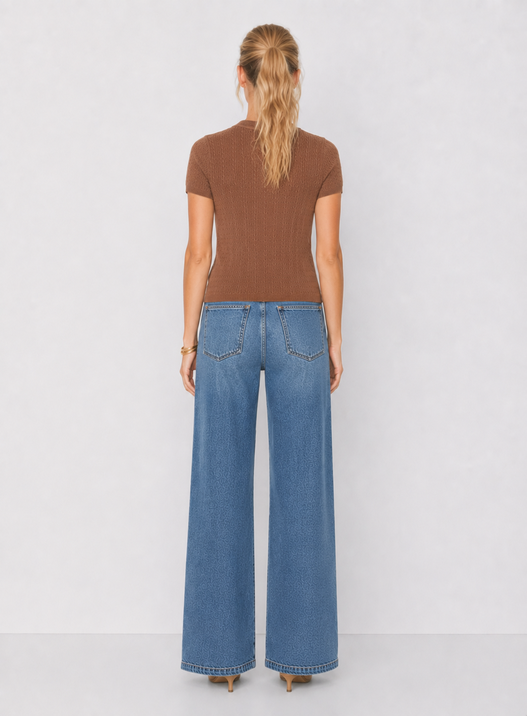 Pointelle Cable Knit Sweater