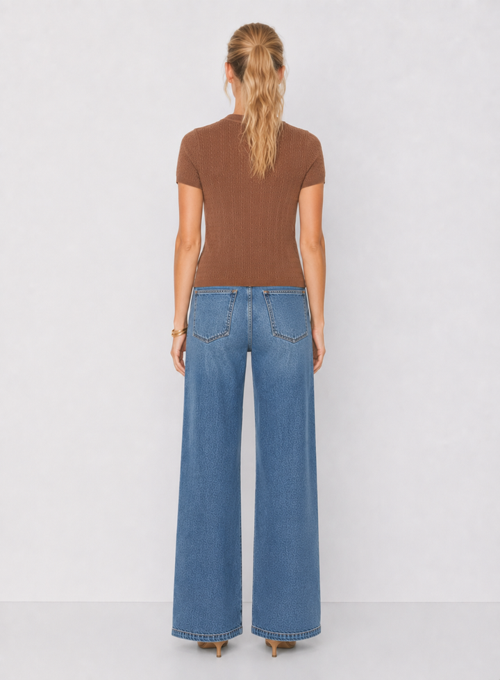 Pointelle Cable Knit Sweater