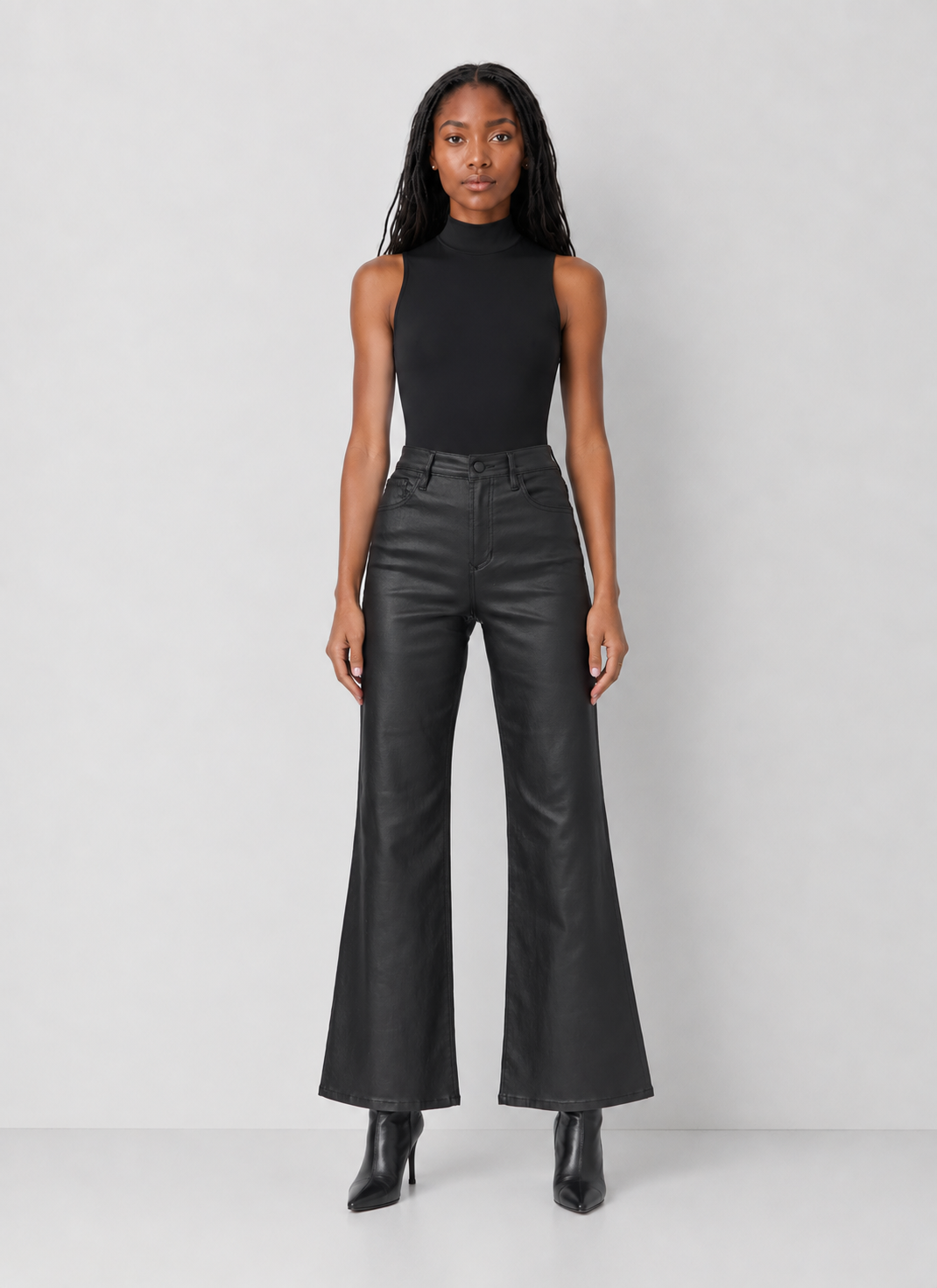 Dear John Fiona Leather Wide Leg Pants - Black