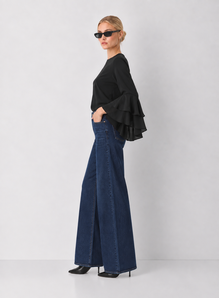 Ruffled Bell Sleeve Blouse
