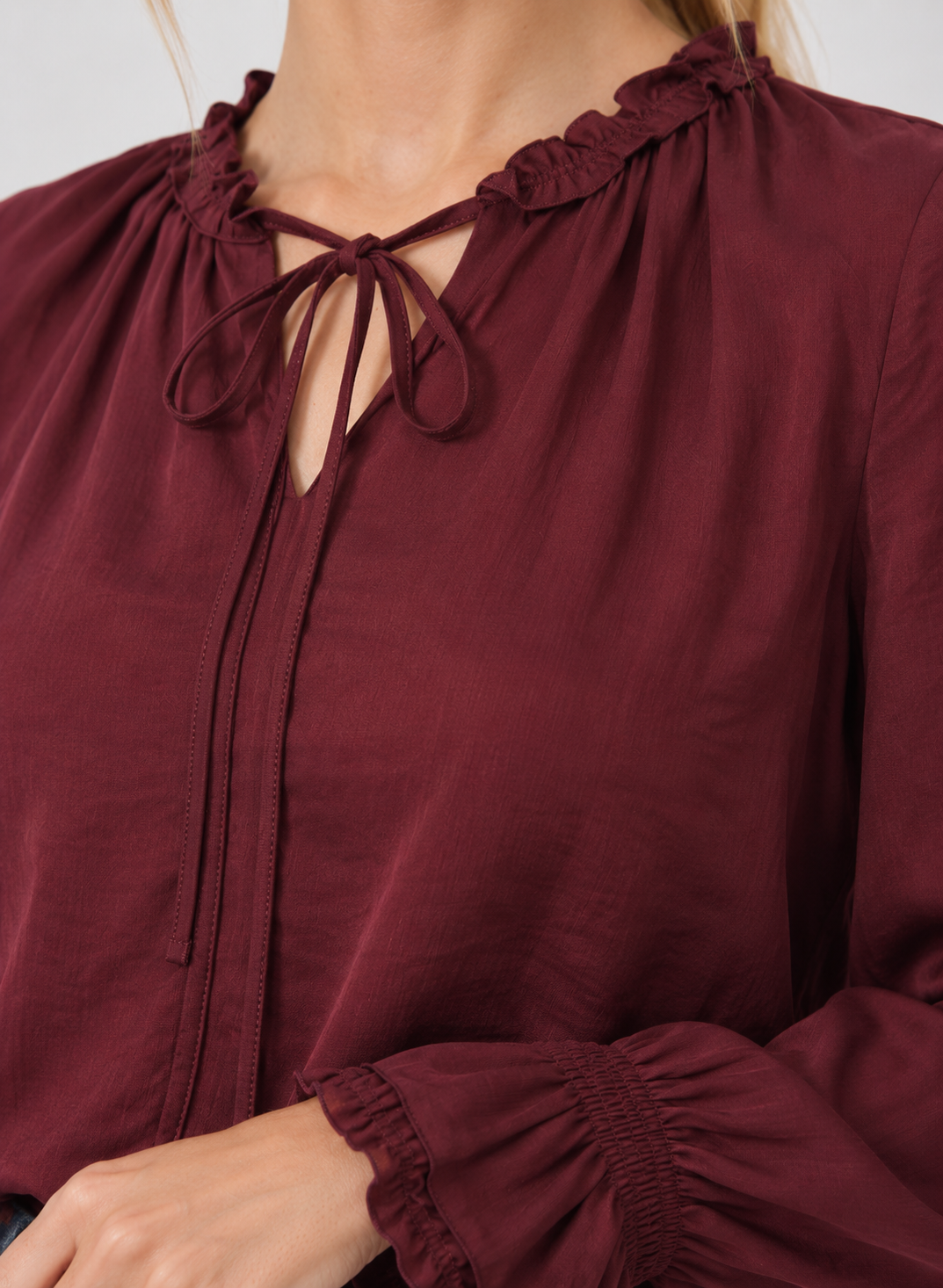 Ruffle Tie Neck Blouse