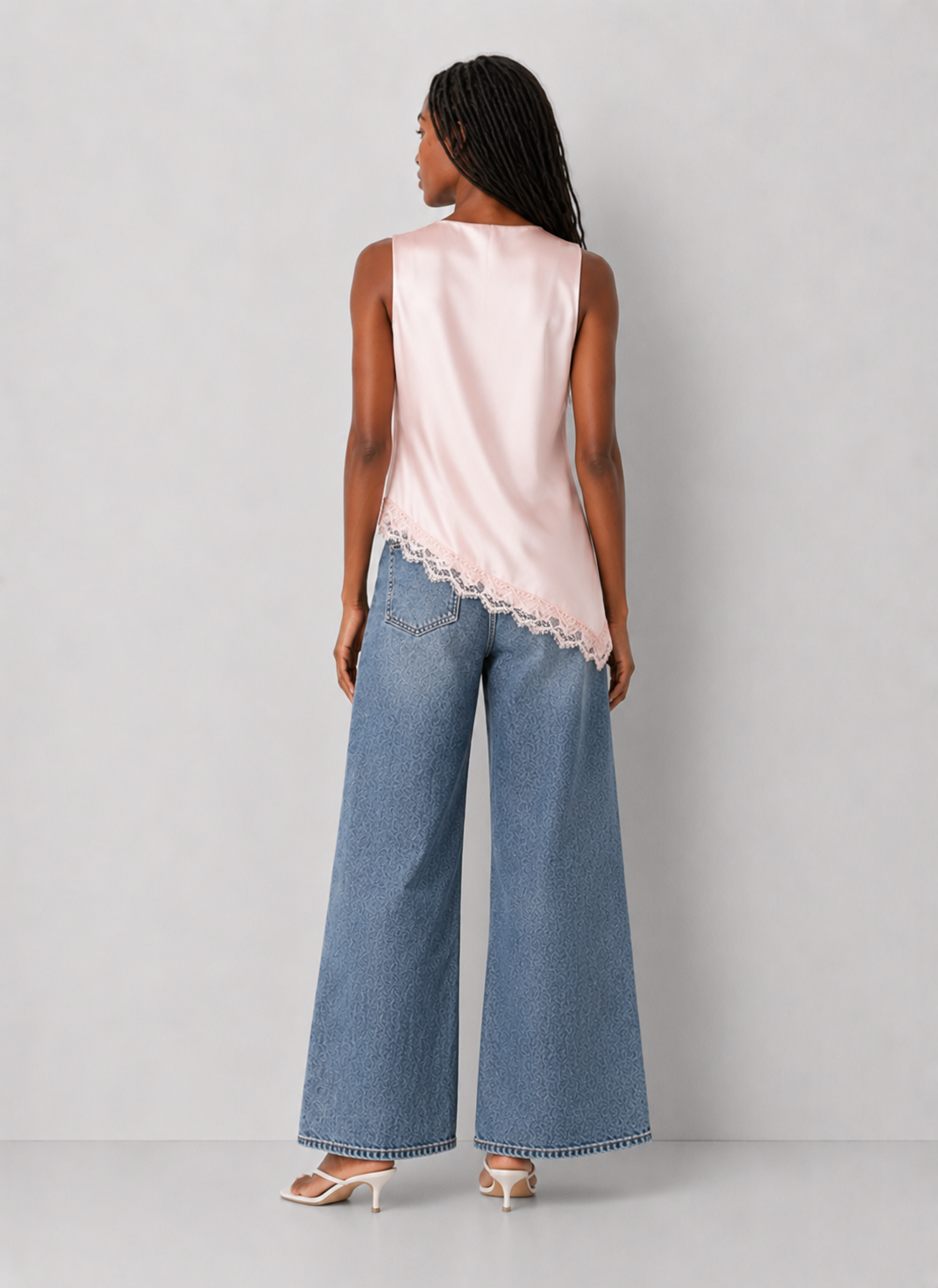 Lace Trim Satin Top