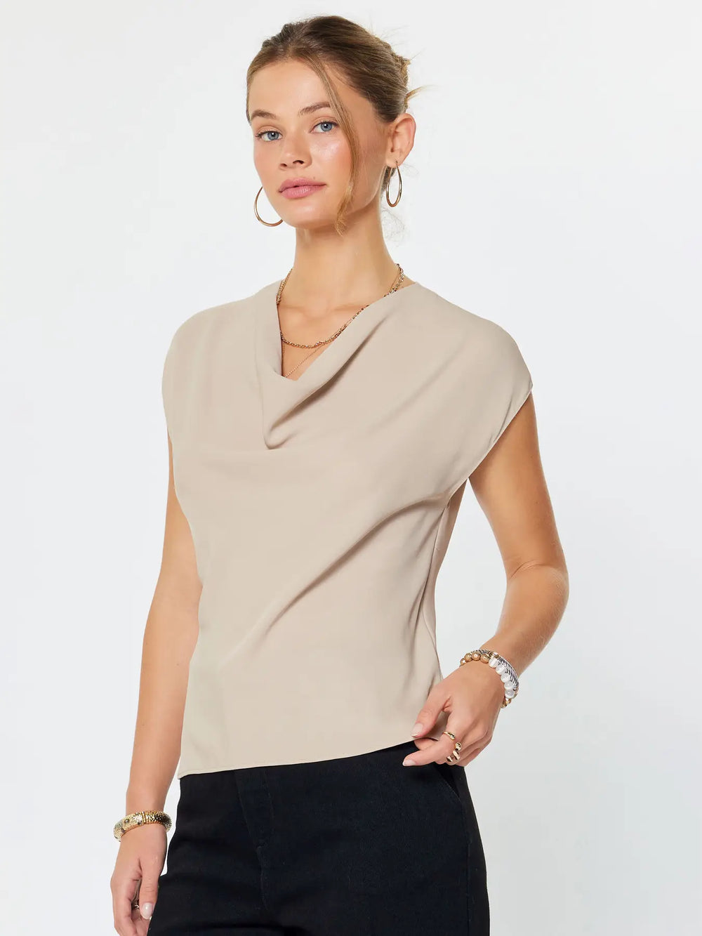 Cowl Neck Dolman Sleeve Top