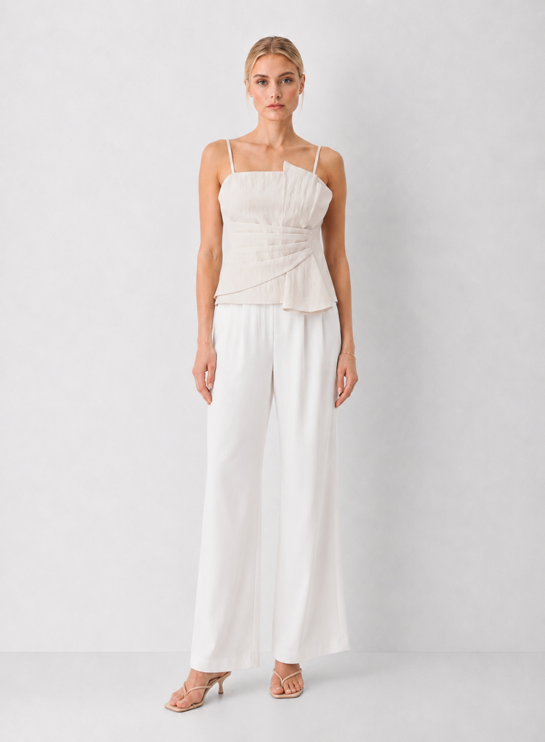 Draped Pleated Strap Top