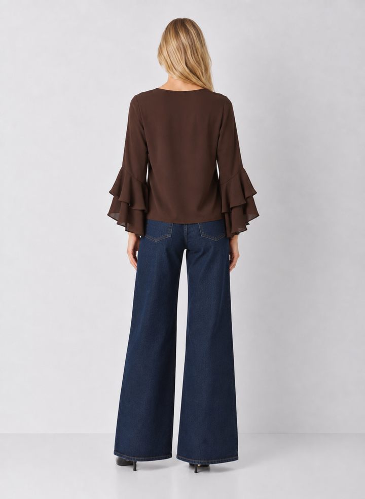 Ruffled Bell Sleeve Blouse