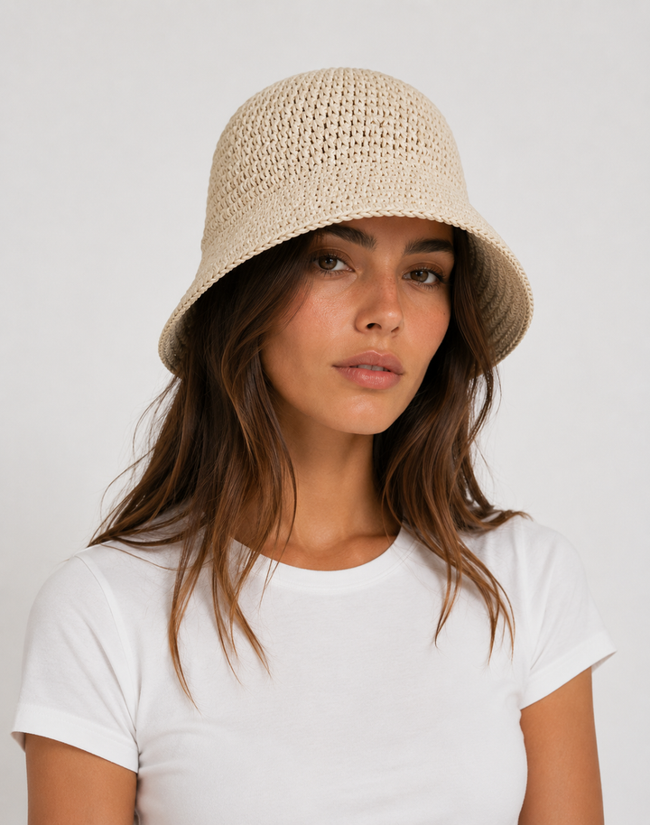 Crochet Raffia Bucket Hat